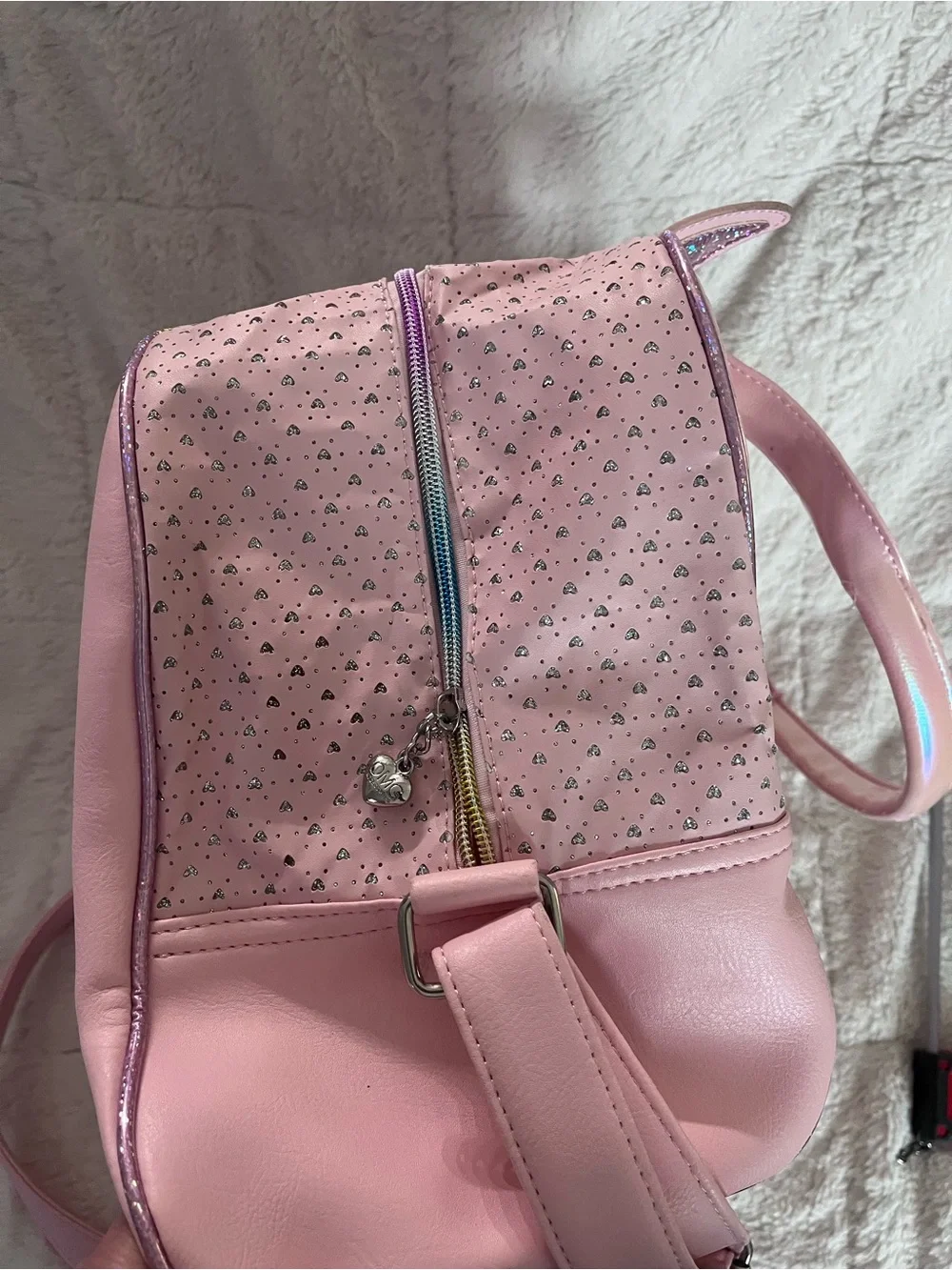 Pink Unicorn Tote Bag with Glitter Mane and Hearts